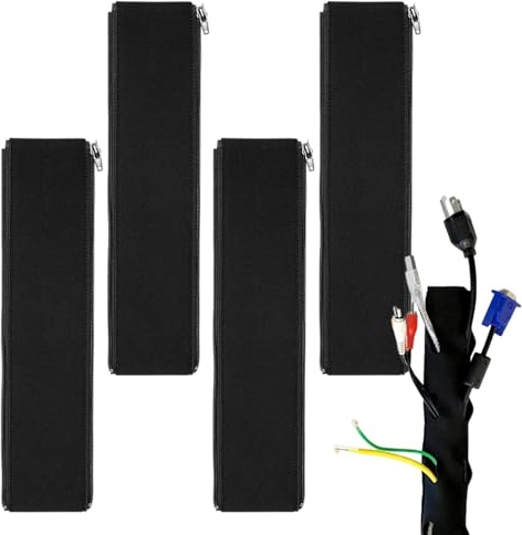 Gaine de câble avec fermeture éclair de 38,1 cm | Manchon de cordon vidéo résistant aux animaux – Pour bureau, canapé, bureau, cuisine, salon, garage, atelier, sol, ordinateur, TV, audio et vidéo