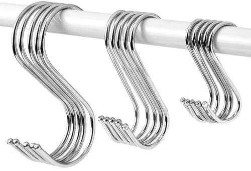 Ginddy S Hooks,30 Pack Heavy Duty Stainless Steel S Hooks for Hanging - Mixed Sizes (6.5cm, 9cm, 11cm) - Multipurpose Hanging Hooks for Kitchen, Closet, Bathroom, Garage & Office