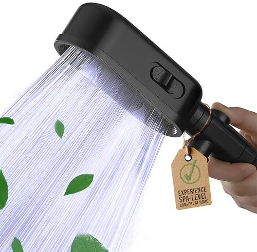 Shower Head, High Pressure Shower Head and Hose with 3 Spray Modes and Pause Switch, Powerful Shower Heads with 1.5m Shower Hose (Black)