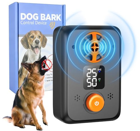 kacylzom Antibell für Hunde - Ultraschall Antibell Gerät für Hunde mit 5 Frequenzstufen 3 Reichweiten 50 Fuß Reichweite Automatischer Anti Bellen Funktion Ultraschall Hundebell Stopper für Innen Außen