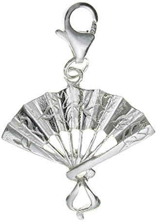 Queenberry Breloque en argent sterling chinois Oriental ventilateur Charm pendentif pour bracelets style européen Charms à clip