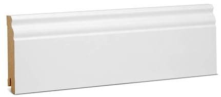 KGM Sockelleiste Hamburger Profil MDF - Weiß, 2400 x 19 x 90 mm, 1 Stück | Fußleiste, foliert, RAL9016, für PVC, Vinyl, Laminat, Parkett, Clip-, Schraub- oder Klebemontage, PEFC-zertifiziert