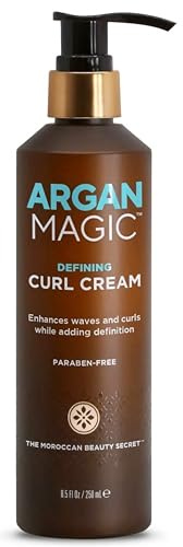 ARGAN MAGIC Defining Curl Cream - Enhances Waves and Curls While Adding Definition | Conditions, Detangles, and Reduces Frizz | Paraben Free (8.5 Ounce / 250 Milliliter)