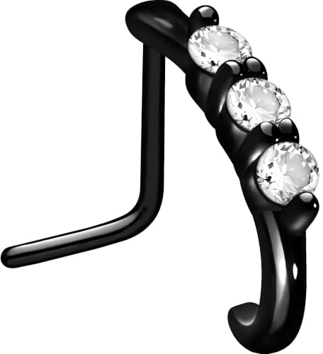 PIERCINGLINE Nasenpiercing aus Chirurgenstahl mit 3 großen Kristallen - Nasenstecker in 4 Farben