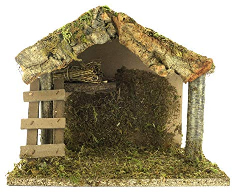 Ferrari & Arrighetti Capanna Vuota per Presepe Bertoni, Adatta a Statuine Linea 6/7 Centimetri Non Incluse, Legno, Multicolore, 24x14x20 Centimetri