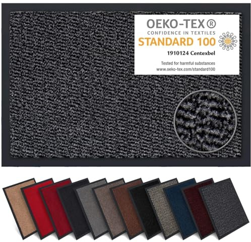 Carpet Diem Paillasson Interieur Entree 60x90 cm en Anthracite-Noir I Tapis Entree Interieur Absorbant pour Une entrée Propre I Antidérapant & Entretien Simple I Fabriqué en EU