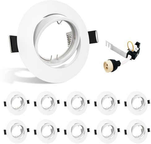 HiBay 10x LED Downlights GU10 Recessed Ceiling Lights, White | Spotlights Round Spot Light Fittings Indoor 240V