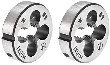 sourcing map M10 X 1 métrico de mano izquierda redondo, herramienta de acero rosca de la máquina, 30 mm OD redondo roscado muere, 6G clase de precisión, 2 piezas