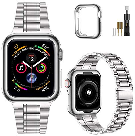 MioHHR Kompatibel mit Apple Watch Armband 38mm 40mm 41mm 42mm 44mm 45mm 49mm, massives Edelstahl-Metallarmband für iWatch Ultra 2 1 Series 9 8 7 6 5 4 3 2 1 SE
