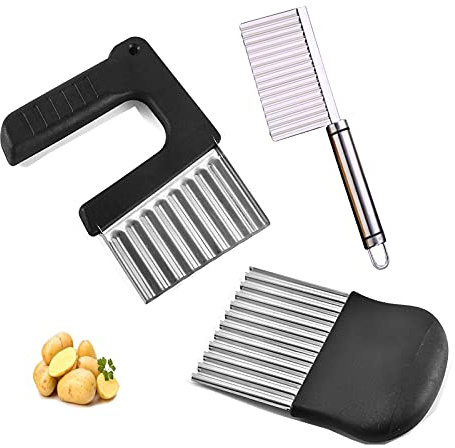 WUERQIE 3 Stücke Kartoffelschneider, Wellenschneider aus Edelstahl Kartoffelschneider Gemüse Chopper Veggie Slicer Langlebige Küchenhelfer Cutter