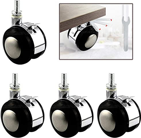 WaiMin Lot de 4 roulettes pivotantes pour sols durs, 50 mm / 2 pouces, roulettes pour lit de bébé, roulettes pour fauteuil, tapis, roulettes avec tige filetée (couleur : frein, taille : M8)