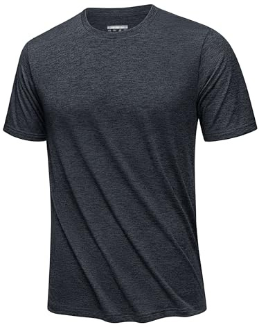 KEFITEVD Snabbtorkande sport t-shirts för män kortärmade idrottstoppar lätt andningsbar t-shirt för sommaren, Svart, XXL
