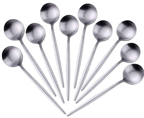 BISDARUN Silber Kaffeelöffel, Edelstahl Teelöffel, Mini Kuchen Löffel Spiegel Poliert Teelöffel Set von 10