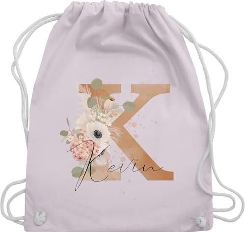 Turnbeutel Rucksack - Initialen - Watercolor Anfangsbuchstabe Muttertag - Unisize - Pastell Rosa - sportbeutel selbst gestalten schulkind beutel buchstaben name stoffbeutel mädchen