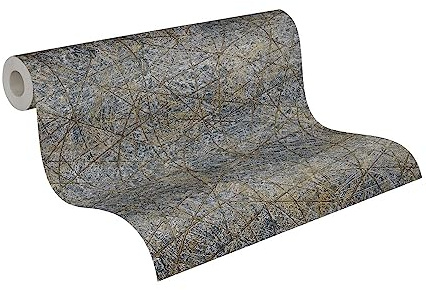 Strukturtapet svart guld silver – Livingwalls Metropolitan Stories Travel Styles 391774 – fibertapet grafisk – 10,05 m x 0,53 m Made in Germany
