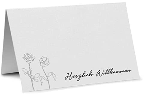 Partycards Tischkarten Geburtstag und Tischkarten Hochzeit, 50 Stück Rosen Blumen Design, Format DIN A7, Ideal für Hochzeitsdeko, Tischdeko, Kommunion und Konfirmation