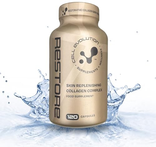 Cell Evolution Restore, Restorative Pure Marine Collagen 1600mg Capsules, Marine Collagen with Hyaluronic Acid & Vitamins, Hydrolysed Marine Collagen Supplements for Women & Men, 120 Capsules
