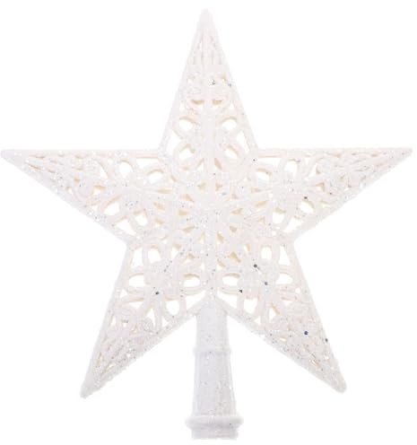 PRETYZOOM Christbaumspitze Weihnachtsbaumspitze Weihnachten Baumspitze Weiß Tannenbaumspitze Weihnachtsspitzen Baumschmuck Weihnachtsbaum Stern Topper Xmas Deko Christbaum Spitze Tischdeko