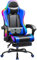 Shahoo Gaming Chair with LED Lights, Footrest and Massage Lumbar Support, Ergonomic Computer Seat Height Adjustable with 360°Swivel and Headrest, Blue with RGB