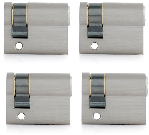 GERCAR Pro Profil-Zylinder 30/10 - Juego de 4 cilindros semicilíndricos con cierre uniforme, latón mate, incluye 20 llaves, puerta de garaje, longitud: 40 mm, A: 30 B: 10-4x