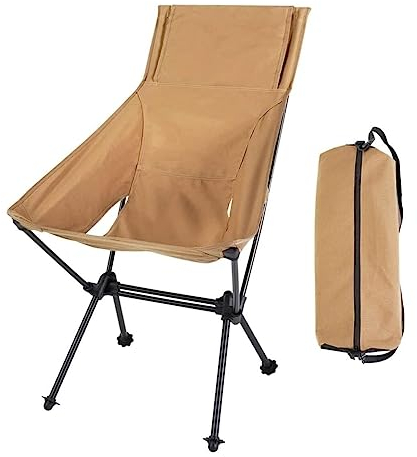 CRBUDY Campingstuhl, Outdoor-Campingstuhl, Leichter tragbarer Klappstuhl, zusammenklappbarer Stuhl für Reisen, Strand, Picknick, Festival, Wandern, Klappstuhl (Braun, 61 x 44 x