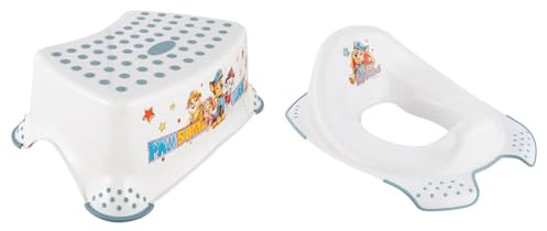 keeeper 2tlg. Paw Patrol Kinder Set: Toilettensitz EWA & Tritthocker Tomek, Ab ca. 3 bis ca. 14 Jahre, Anti-Rutsch-Funktion, Paw Patrol, Grau