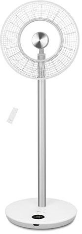 Emerio Akku Stand Ventilator | ca. 10 Std. Betriebszeit mit 1 Ladung durch hochwertigen digitalen Motor | 33,5 cm Durchmesser | Display | Fernbedienung | Timer | 12 Geschwindigkeiten | FN-214468.1