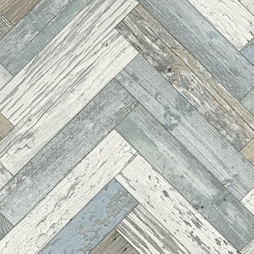 Sol Vinyle Effet parquet usé Chevron coloré - Rouleau de 2m x 5m