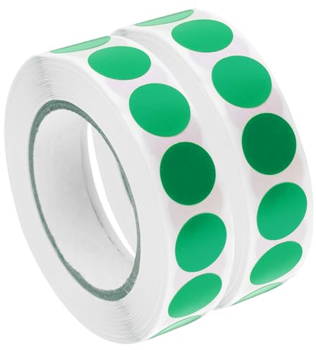 QUARKZMAN Etichette Adesive per Controllo Qualità Inventario 13mm/0,5 Verdi per Magazzino Inventario, 2 Rotoli 2000 Pezzi