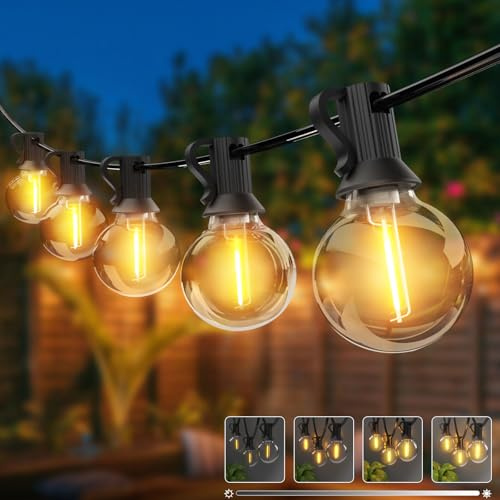 Kolpop Outdoor Garden Lights Mains Powered with [Timer & Dimmable] 9.7M/31FT String Light, LED G40 Bulb Waterproof Plug in Festoon Lights for Outside Pergola Party Gazebo