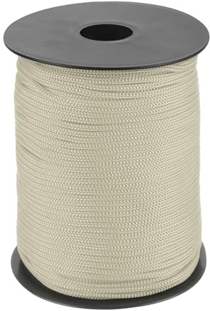 QUARKZMAN Cuerda de Polipropileno Trenzada Nylon 3mm 100M Gris Camello | Cuerda Nailon Hilo de Abalorios Cordón Trenzado Hueca para Manualidad DIY Tendedero, Camping, Bisutería