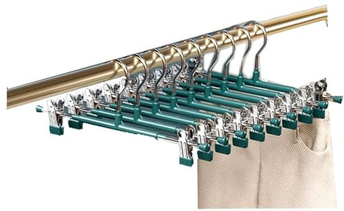 GLADIC Kleiderbügel 5er-Pack Hosenbügel mit Clips, Kleiderbügel mit verstellbarem Clip, Rockbügel, platzsparend für Jeans Coat Hanger
