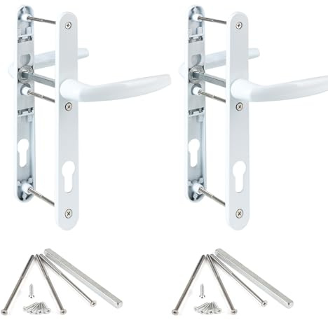 SWAWIS Kit Poignée de Porte 92mm Alu - Blanc, 250mm - Pour Portes Entrée, Extérieures, Intérieures et de Terrasse