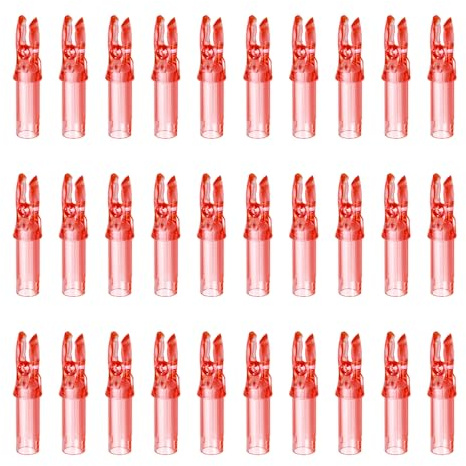 sourcing map Archery Arrow Nocks Plastic Carbon Arrow Inserts .244/6.2mm for DIY Hunting Shooting Compound Recurve Bow(Transparent Red, Pack of 30)