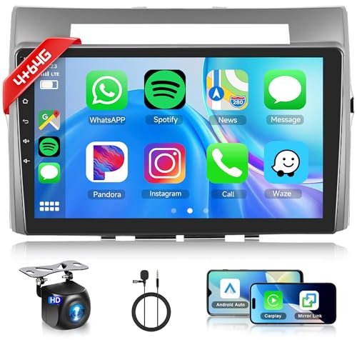 Rimoody 4+64G Android Radio de Coche para Toyota Corolla Verso 2004-2009 9 Pulgadas HD Radio Coche con Wireless Carplay Android Auto GPS Mirror Link Bluetooth WiFi/FM/RDS/EQ/SWC/USB Cámara Trasera