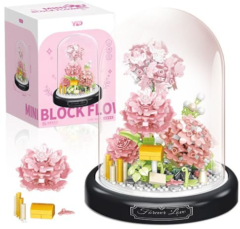 KBIBCK Blumen Bausteine Set, 588 Pieces Bienenblumen Mini Building Block Set, Blumen Insekten Bausteine,Mikro mit staubdichter Kuppel (B)