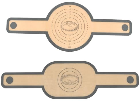 Marjoramy 2 Pieces Silicone Baking Mat with Long Handles, Silicone Bread Sling for Dutch Oven, Bread Mat for Baking, Non Stick Sourdough Sling, Reusable Baking Sling, Baking Mat, Round+Oval