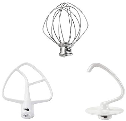 Ensemble D'accessoires pour Robot de Cuisine, 3 Pièces Kitchen Accessoires avec Fouet K45WW Crochet Pétrisseur K45DH Batteur Plat K45B pour Préparer Une Variété de Plats Délicieux Tels Que des Gâteaux