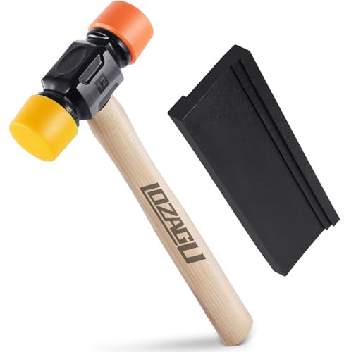 LOZAGU 12oz Mallet Hammer with Tapping Block, Double-Face Nylon & Plastic hammer, Soft Face Hammer
