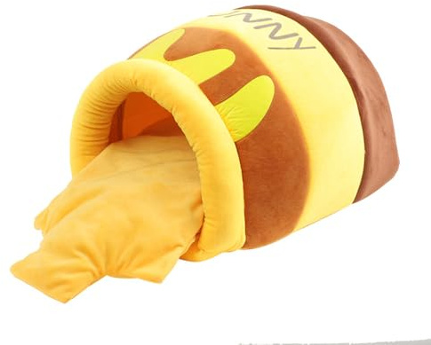 Lit pour chat en peluche amovible quatre saisons, panier en forme de pot de miel, lavable en machine, accessoires pour animaux domestiques