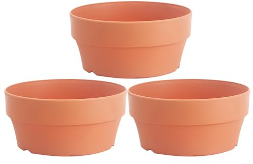 Toddmomy Runder Gartenblumentopf aus Kunststoff mit Abflusslöchern | Orange, Kleine Blumentöpfe für Zimmerpflanzen, 3 Stück, Praktische Pflanzschale