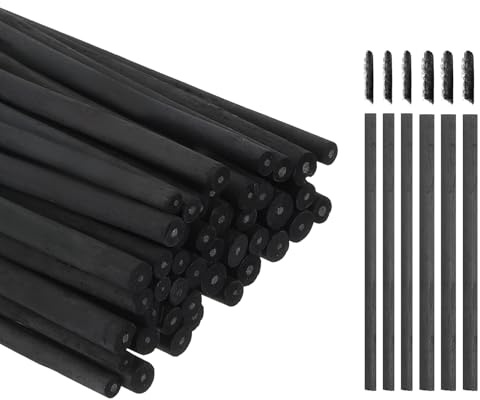 sourcing map Willow Charcoal Sticks, 5-7mm / 7-9mm Willow Charcoal Pencils Soft Sketch Vine Art Supplies Set for Drawing Sketching Shading Painting Artists (Black, Pack of 50)