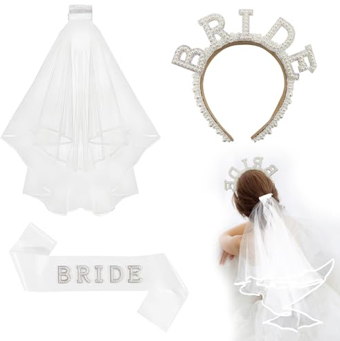 Bride to be Schärpe Schleier Haarreif JGA Accessoires Frauen Junggesellenabschied Frauen Brautschleier Bride Perlen Haarreif JGA Schärpe