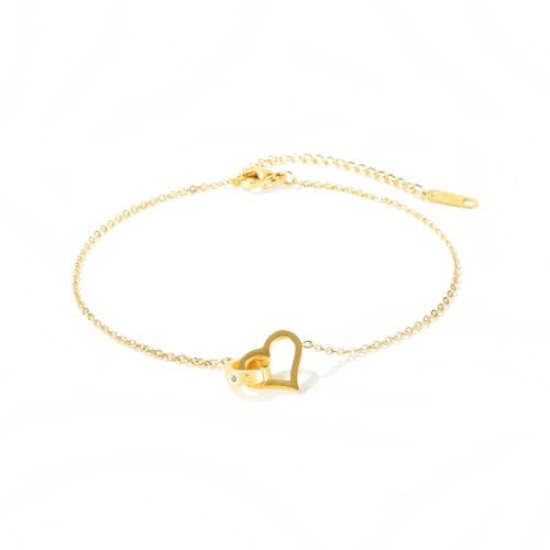Glintara Vristlänk för kvinnor guld, flexibel justerbar fotkedja för kvinnor, sommar barfota strand fotled armband, sommar strandstil dubbel fotkedja, vattentät fotklämma fotled kedja fotsmycke
