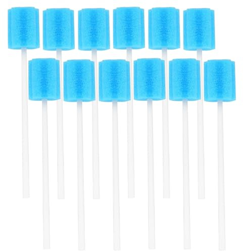 Lot de 100 bâtonnets de soin bucco-dentaire jetables - Éponge portable pour l'hygiène buccale - Pour enfants, adultes, personnes âgées, nettoyage des dents et soin de la langue (bleu)