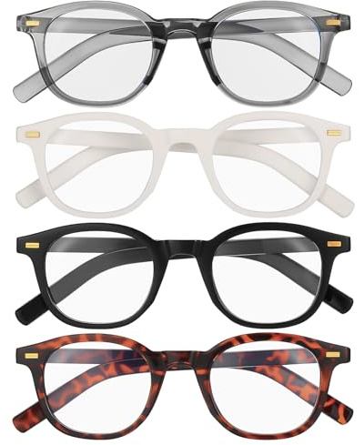 Zuimei 4 Pieces Reading Glasses Womens, Blue Light Blocking Lightweight Ladies Readers Glasses for Women Men +2.0