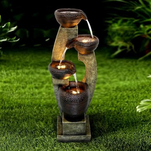 Mixtric Moderne Kaskadenbrunnen Und Wasserfälle Für Drinnen Und Draußen Mit LED-Beleuchtung Für Die Dekoration Von Garten, Terrasse, Hof Und Deck,B