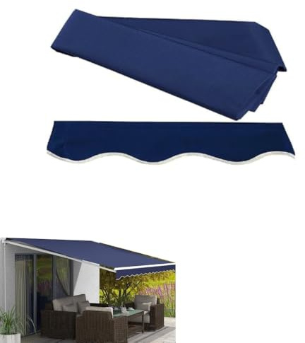 Tenda impermeabile di ricambio in tessuto 300 x 250 cm, copertura a baldacchino retrattile, colore blu, per tende da sole a braccio pieghevole, parasole da esterno (365 x 300 cm)