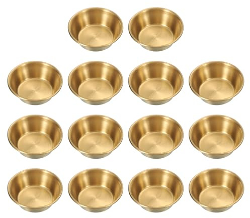 QUARKZMAN 14 Piezas 2.8 Pulgadas Mini Salsera De Acero Inoxidable Dorado | Tazones Redondos Para Condimentos Platos De Aperitivo Recipiente Para Salsas