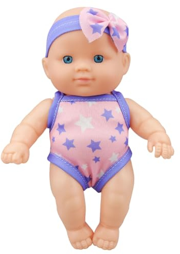 Water Baby Doll Cute Soft Vinyl Realistic Waterproof Floating Baby Bath Toys with Movable Joints & Removable Swimsuits Gifting for Kids Bathtub Pool Bath Time Play